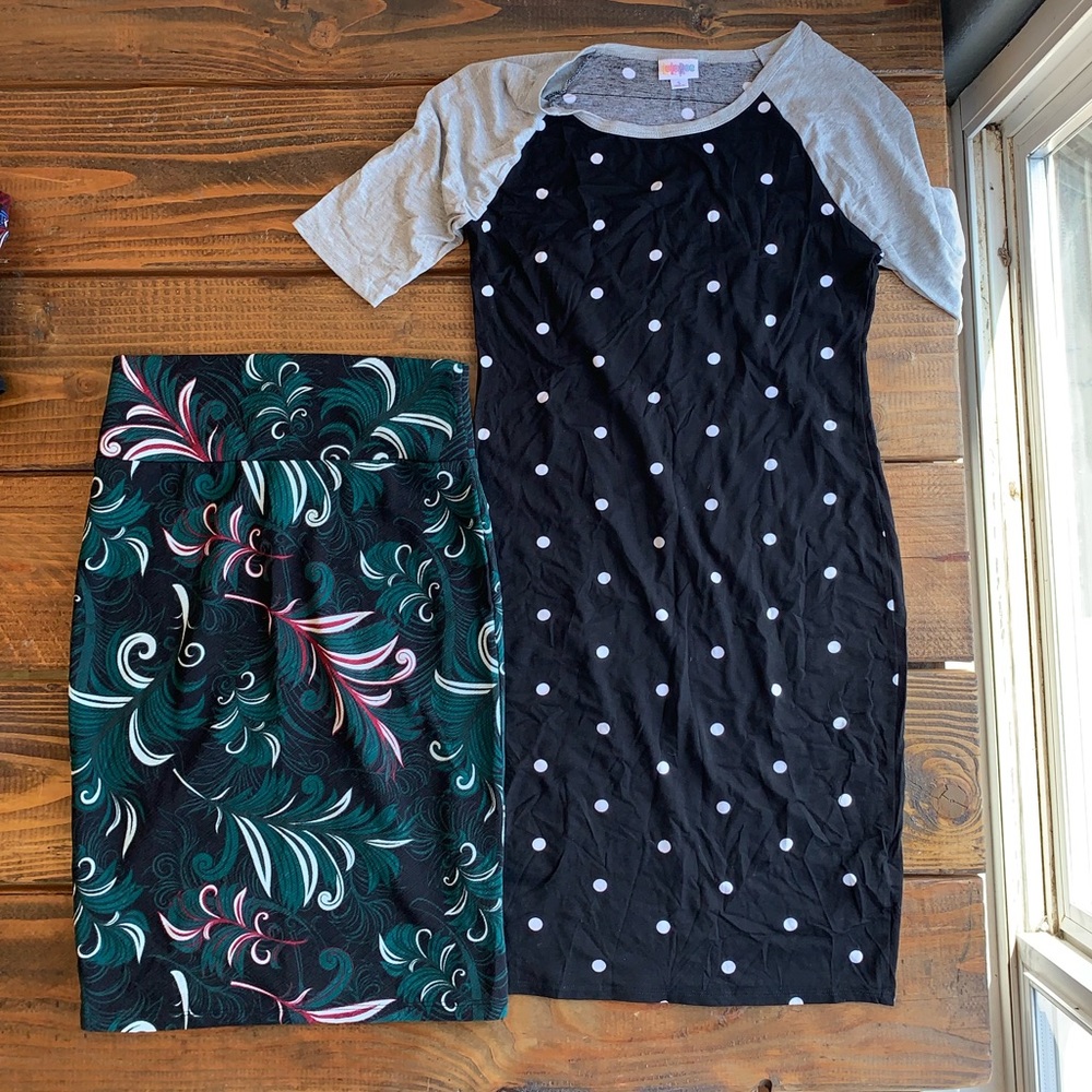 LuLaRoe skirt Cassie and dress size small lot of 2